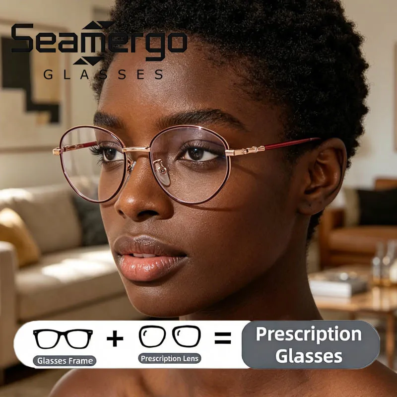 

SEAMERGO Trendy Women Reading Glasses Men Vintage Pearl Design Customized Eyeglasses Fashionable Prescription Glasses Recipe