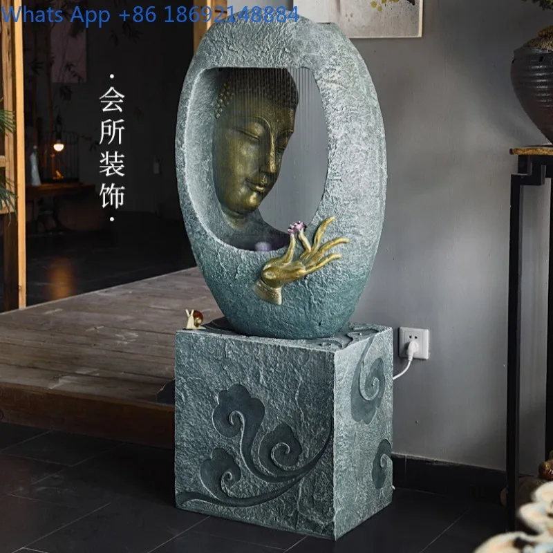 Buddha Statue Flowing Water Ornament Feng Shui Wealth Attracting Floor Fountain Office Zen Decorative Display - view 5