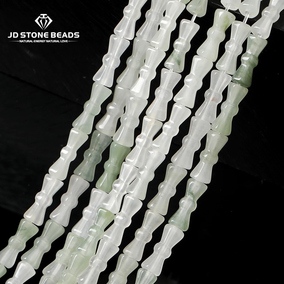 

5x12mm Natural Stone Ice Green Jade Bow Shape Bead Loose Spacer Bead for Jewelry Making DIY Necklace Bracelet Accessories