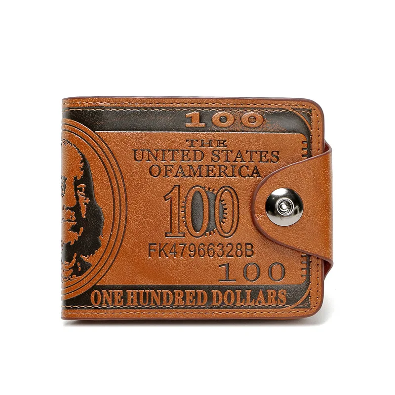 One Hundred Dollars Print Men's Short Wallet US 100 Bucks Pattern Funny Small Money Bag ID Bank Card Holder Male Purse Bill Clip