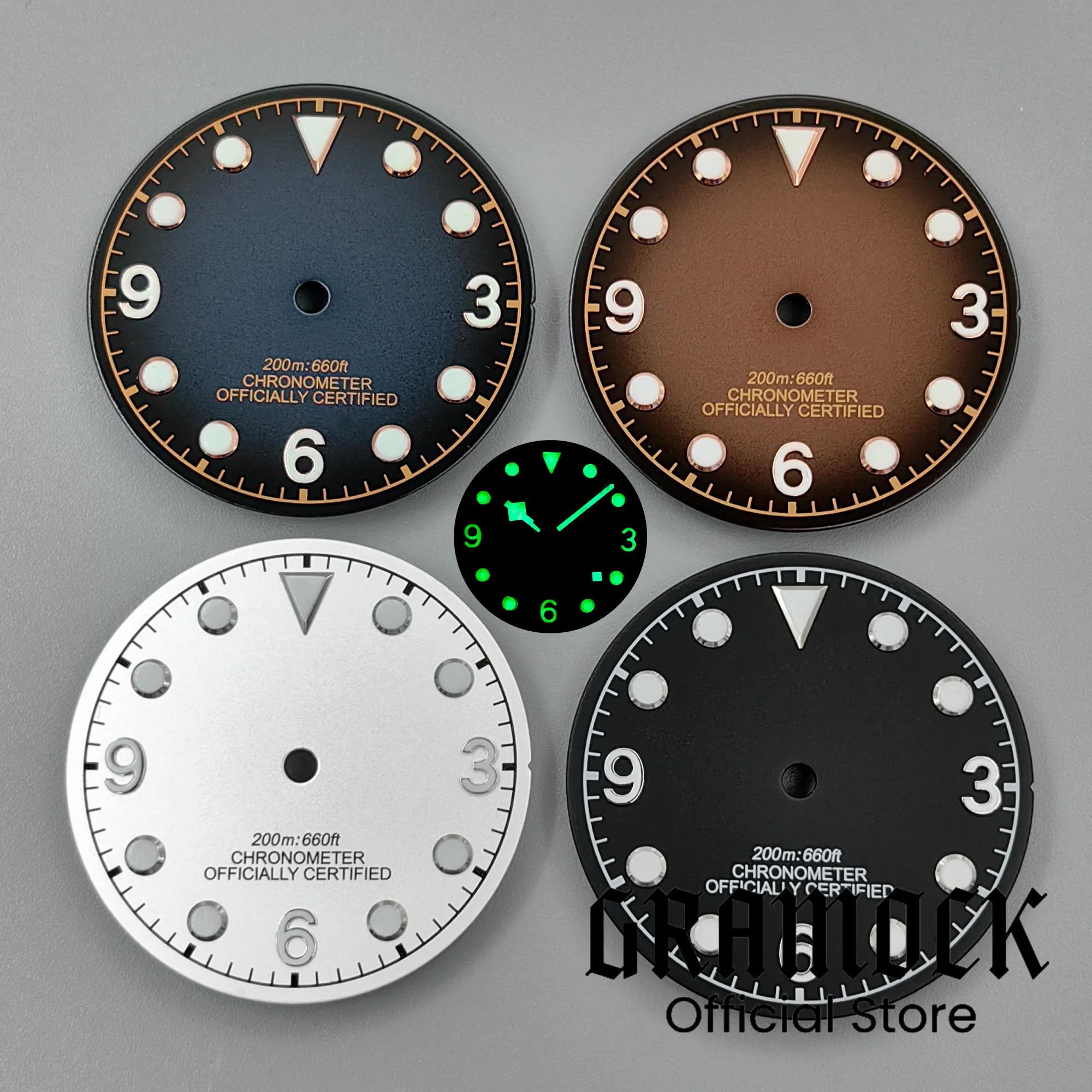 Luminous Dial Face - Quadrante Sterile 29mm Verde Luminoso con