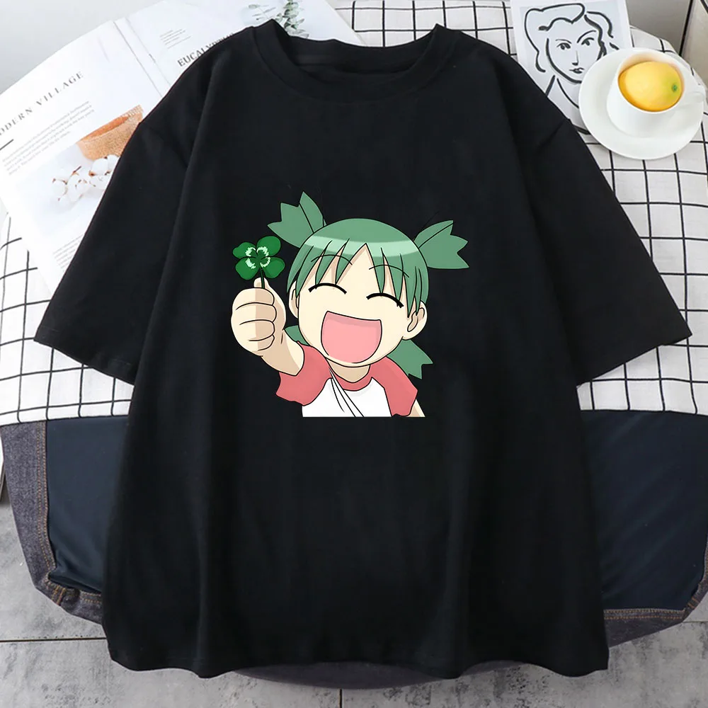 Azumanga Daioh Yotsuba T-shirt donna Cartoon Harajuku Kawaii/cute Fashion magliette 100% cotone magliette Lucky Clover Happy Smile