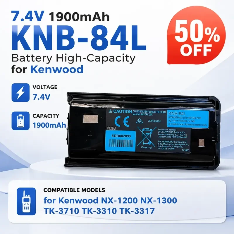 

7.4V 1900mAh KNB-84L Battery High-Capacity for Kenwood NX-1200 NX-1300 TK-3710 TK-3310 TK-3317 Fast Shipping