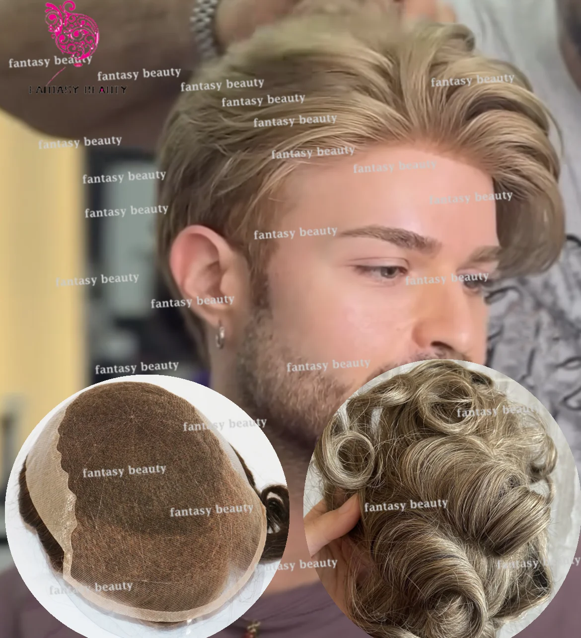 Q6 Spitze Natur haar Einheit für Männer natürlicher Haaransatz Toupet blondes schwarzes menschliches Haar atmungsaktive Ersatz kapillar prothetik