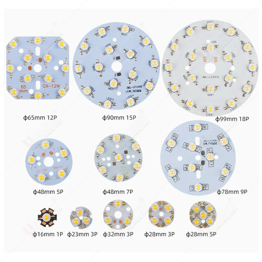 PCB LED con chips de 1W y 3W, placa de aluminio con chips para bombilla, luz de seguimiento, 3W, 9W, 32mm, 10 unidades LED