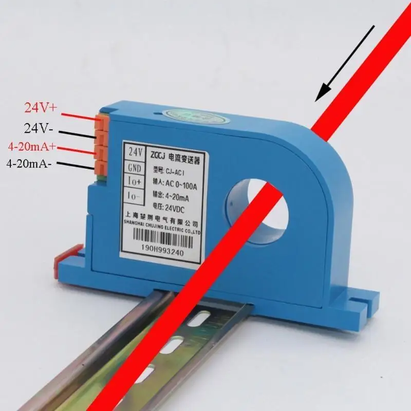 652F Monophase Current Transmitter 20/30/50/100/200A Measure Single-phase AC Current and Convert into Analog Output Current