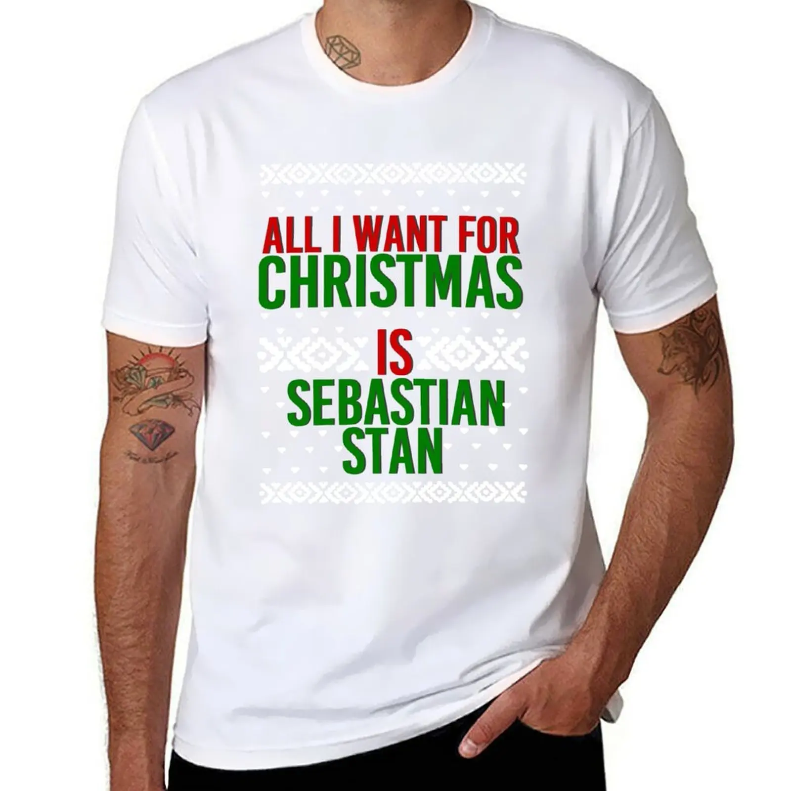 

All I Want For Christmas (Sebastian Stan) T-Shirt printed t shirts for man t shirt for man 100 percent cotton T-Shirt