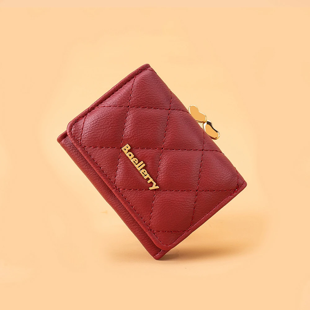 Baellerry-محفظة جلدية للنساء ، حاملات بطاقات ، غلق بمشبك على شكل قلب ، محفظة عملات معدنية ، أنثى ، قصيرة ، مشبك نقود ، صغير ، أبيض #5