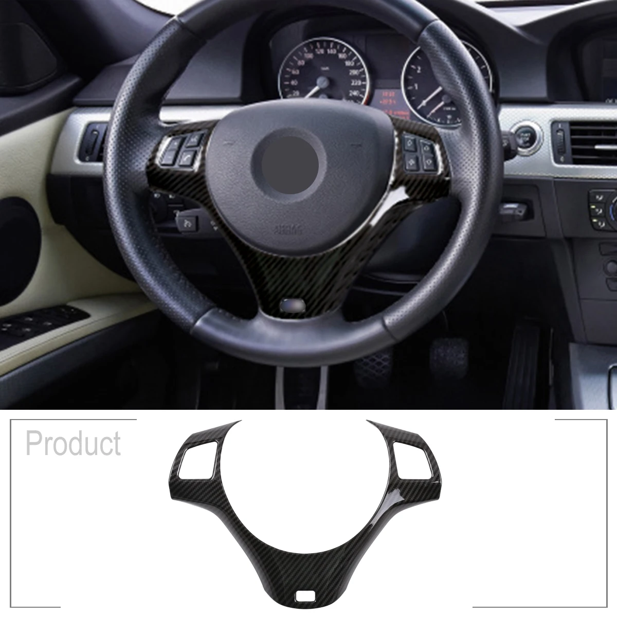 

Carbon Fiber Car Steering Wheel Panel Decoration Cover Trim Sticker For BMW 1 3 Series E87 E81 E82 E88 E90 E91 E92 E93 2005-2012