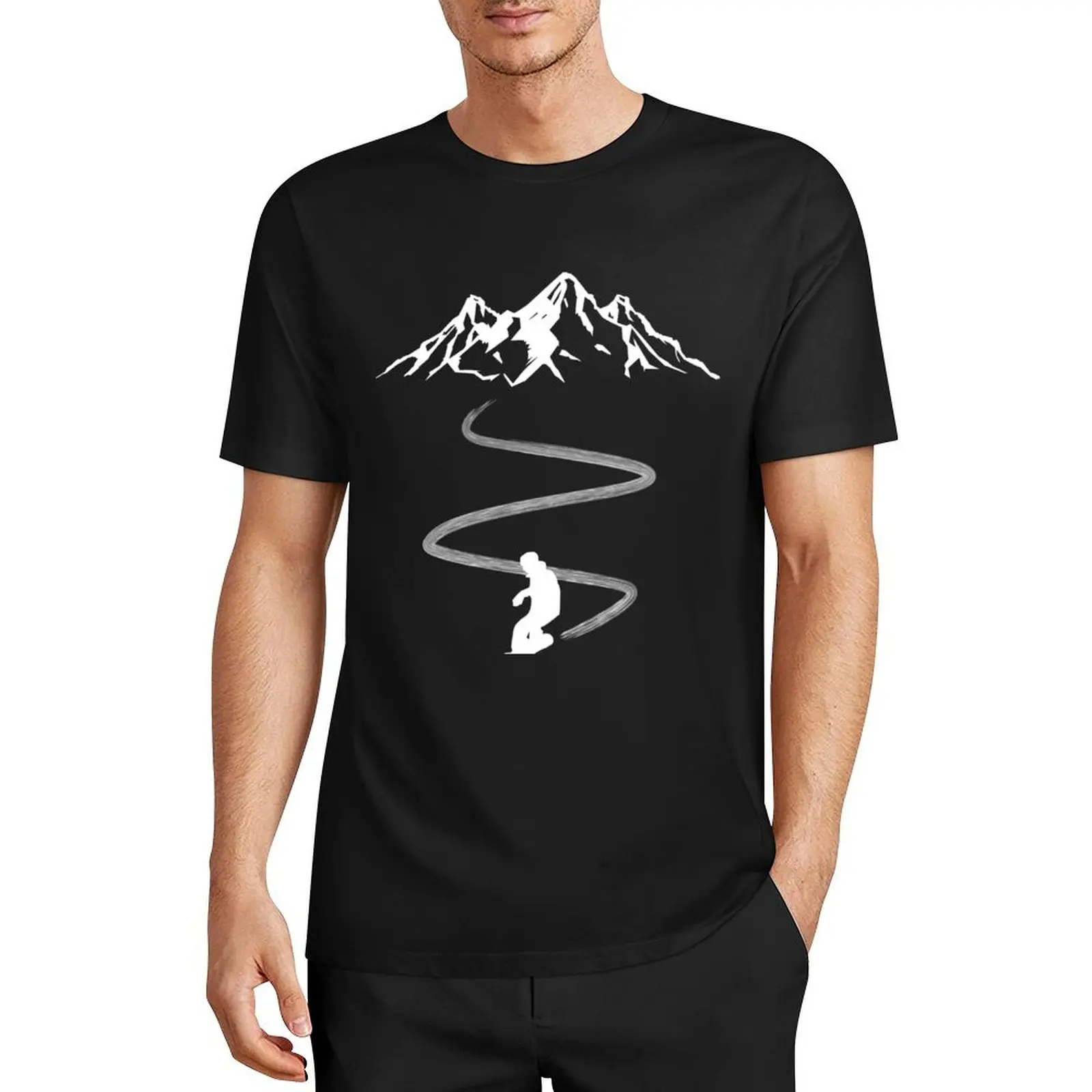 Snowboarder mountains descent T-Shirt Aesthetic clothing cute clothes anime figures anime clothes heavy weight t shirts for men