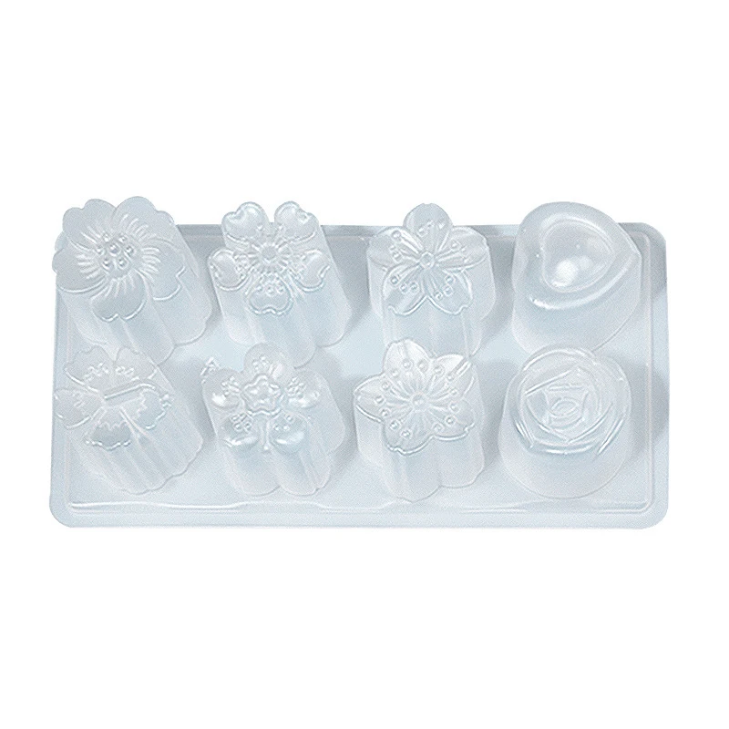Jelly Mold 8 Compartments Plastic Fondant Flower Heart Pudding Mould Home Kitchen Reusable