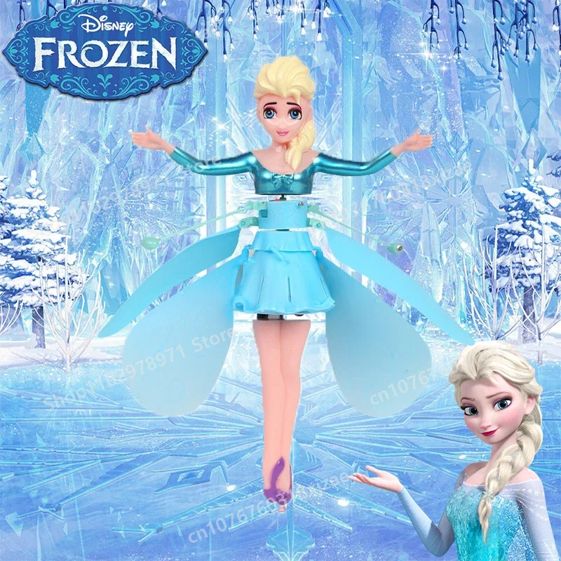 

Disney Anime Frozen Princess Elsa Flying Machine Fly Light Levitation Gesture Induction Cute Fairy Kids Toys Girl Birthday Gifts