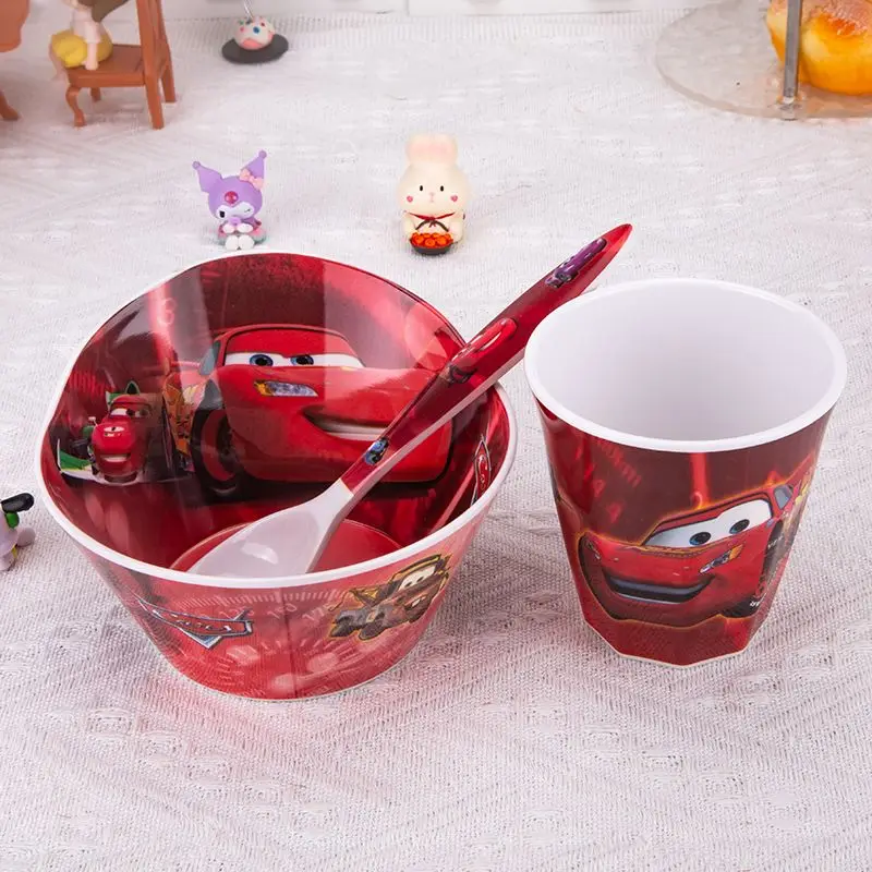 Disney Lightning McQueen anime cartoon cute stoviglie per bambini piatto diviso ciotola anti-caduta bacchette per tazza d\'acqua antiscottatura