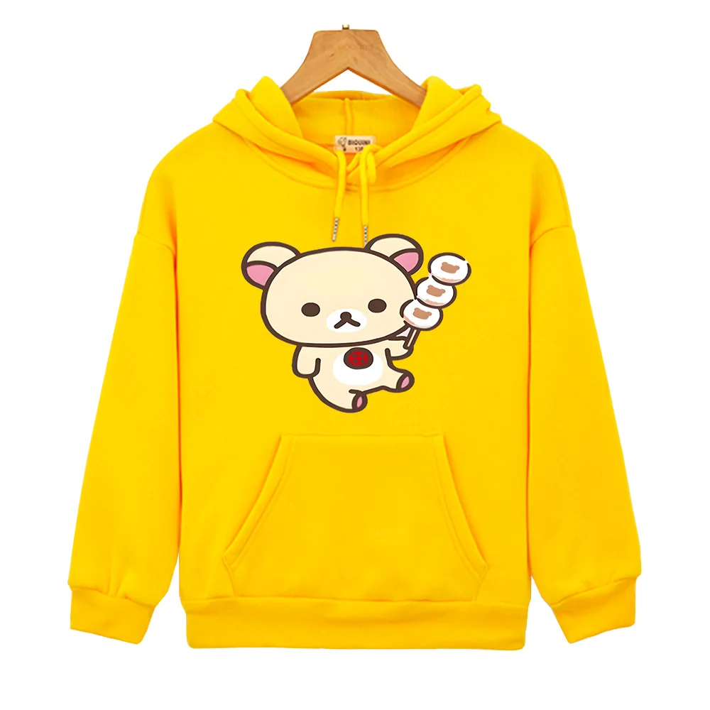 Rilakkuma Cartoon Bear Sweatshirts Y2k Sudadera Kids Clothes Boys Winter Pullover Girls Kawaii Tops Simple Painting Streetwear