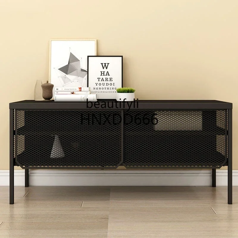 نمط جديد الشمال الحديد المطاوع خزانة التلفزيون الهدف صافي انزلاق الباب خزانة منخفضة غرفة المعيشة تجميعها خزانة مع الرسوم الدائمة