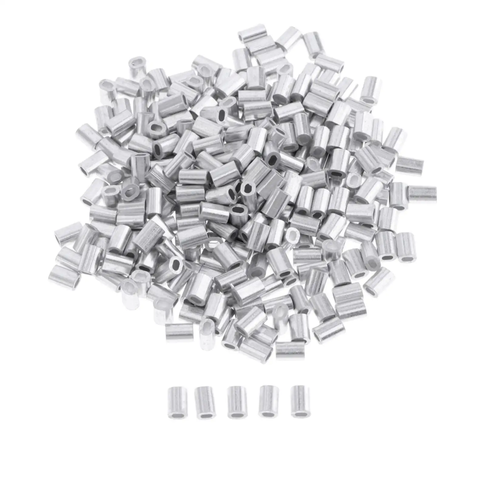 

4-6pack 100Pack Aluminum Oval Barrel Sleeves 0.8mm/1mm/1.2mm/1.5mm/1.8mm