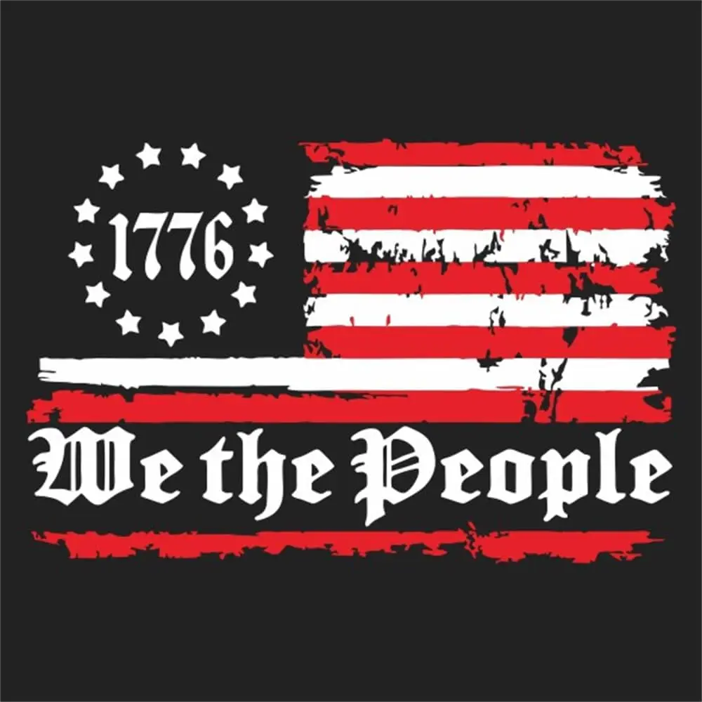 1PC 1776 We The People American Flag Decal Distressed American Flag Sticker Patriotic Flag Decal Vinyl Bumper Sticker