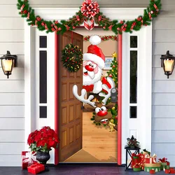 Accesorios de decoración al aire libre de pesadilla antes de Navidad, cubierta de puerta de Navidad, Papá Noel, elfos, cartel de fondo, fiesta, casa, puerta colgante