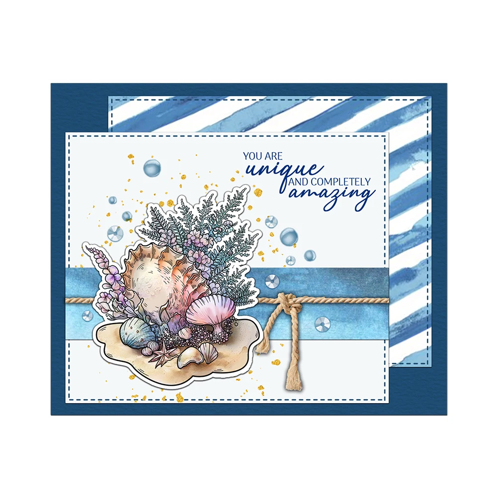 Mangocraft Sea Shell Wishes And Glass Bottle Clear Stamps DIY Scrapbooking Supplies Silicone Stamp