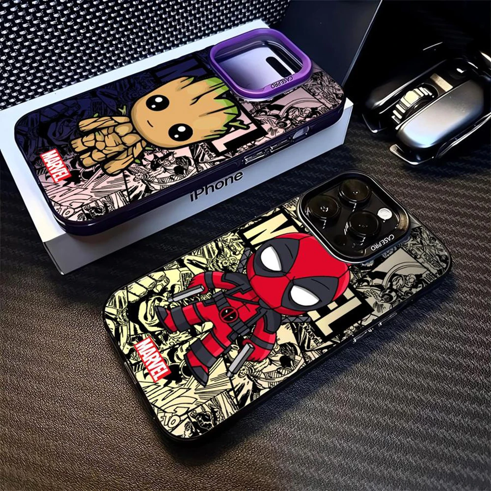 Marvels Groot Deadpool Phone Case for Oppo A3x A60 A79 A98 A1 A78 A58 A38 A18 A57 A76 A36 A17 A94 A74 A55 4G 5G Matte Back Cover