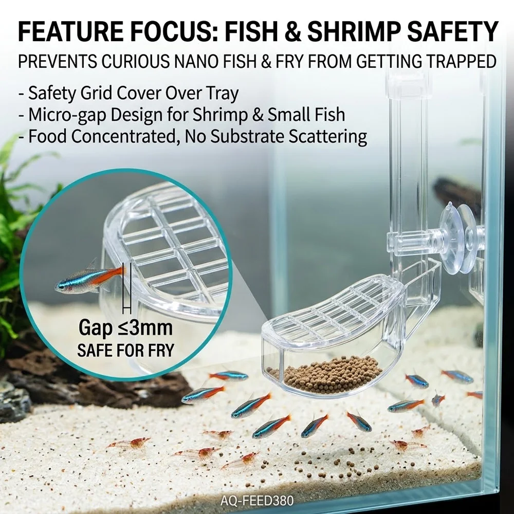 Adjustable Aquarium Fish and Shrimp Feeding Tube Set Feeder with Dish Anti-Scatter Sinking Ring