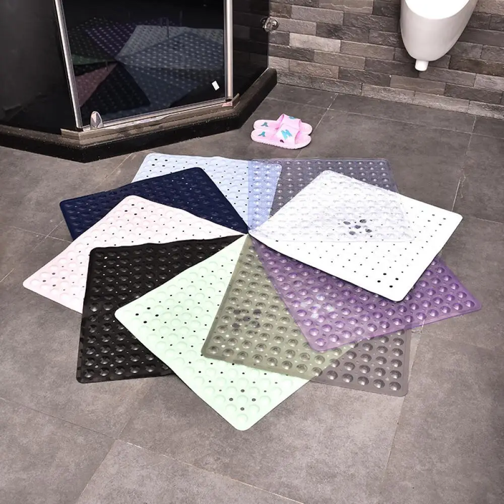 

Bath Mat Square Suction Grip Shower Pad Bathroom Anti-Slip Waterproof Floor Rug Household Toilet Cushion Washroom Flooring