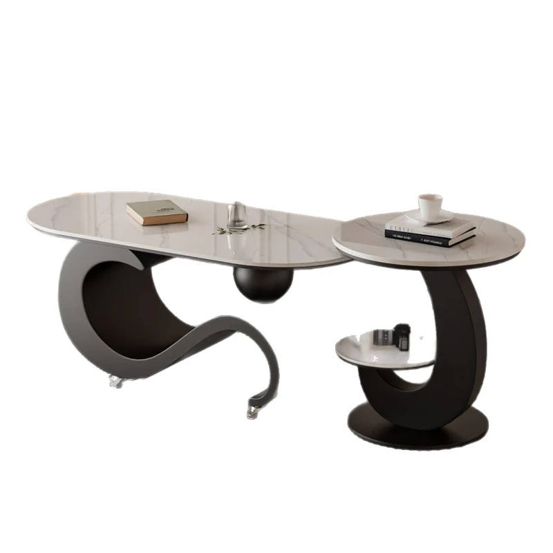 

Coffee table Italian new rock slab with pulley movable living room home simple modern high-end small apartment coffee table