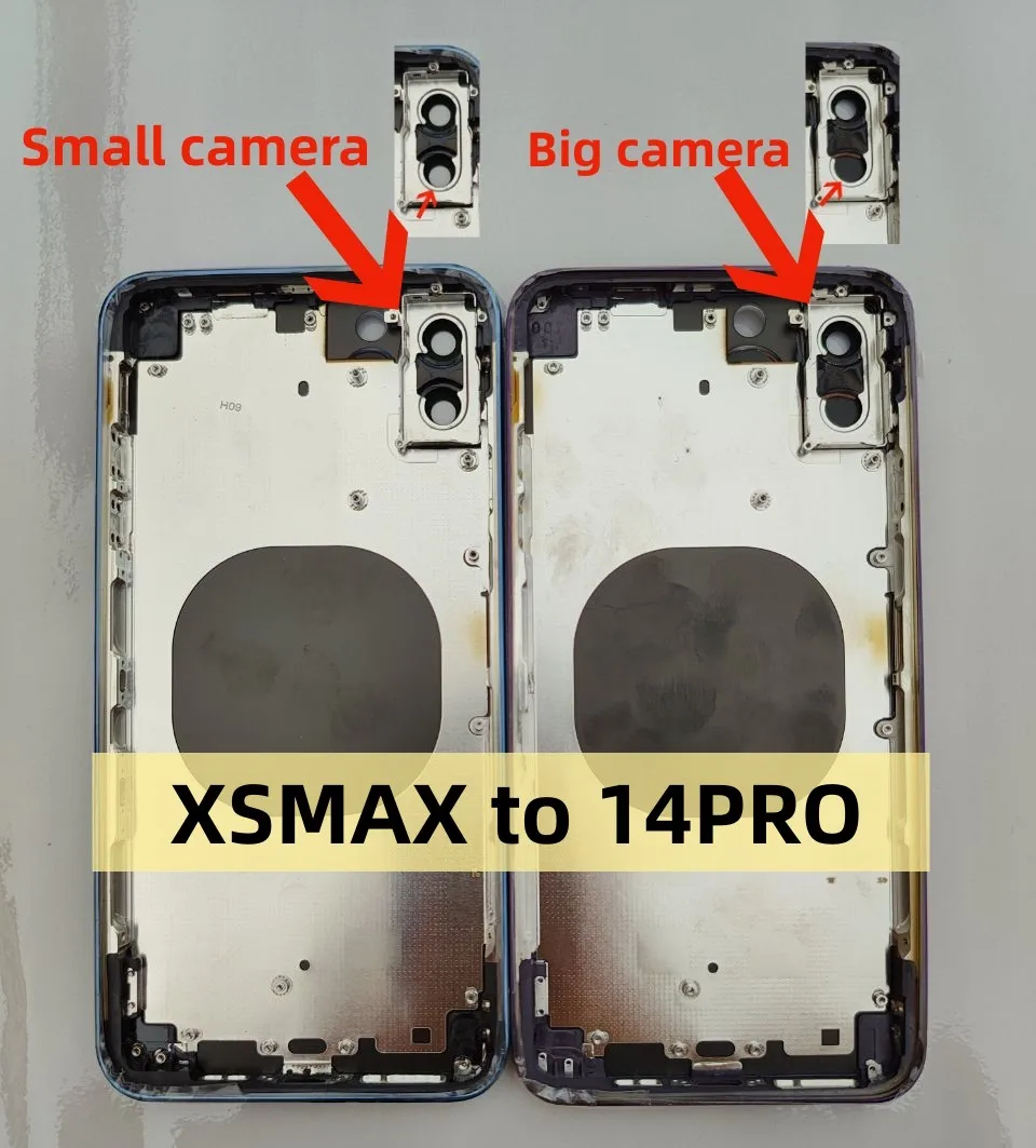 Diy Housing For iPhone Xsmax to 14 Promax Big camera Housing Back Cover Compatible XS MAX Like 14PRO MAX Chassis Battery cover