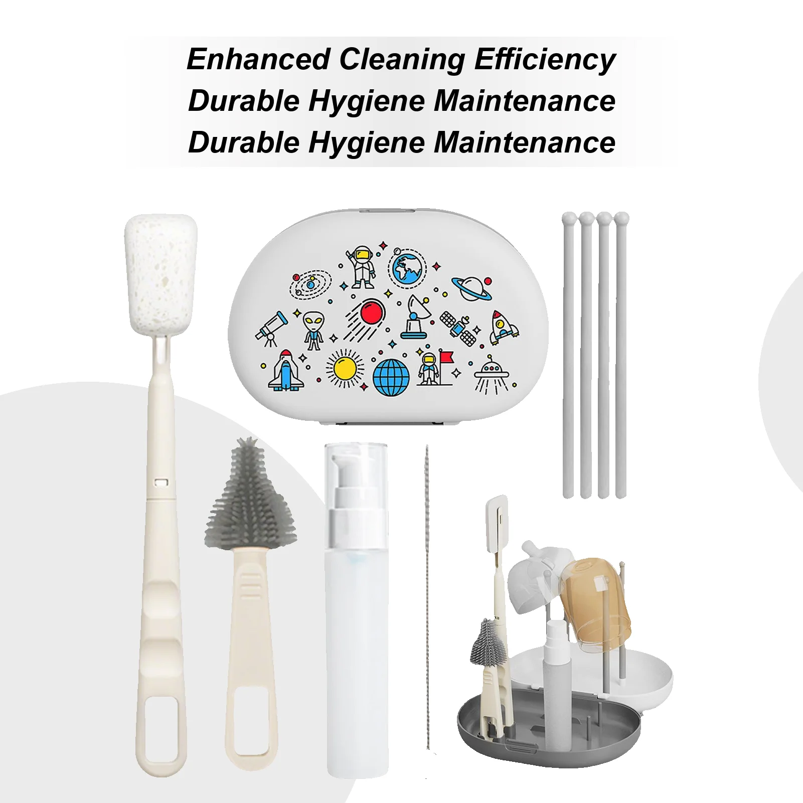 

Water Bottle Brush Set With Drying Rack Cups Cleaning Tools Water Bottle Cleaner Brush For Lids Straws Nipple Breast Pumps