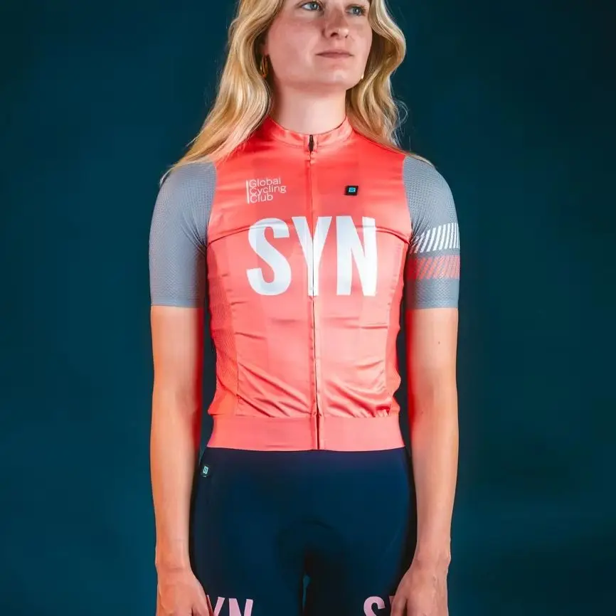 Syn Pink Short Sleeve Jersey Women Team Bicycle Riding Clothing Road Bike beautiful Cycling Sports Shirts camiseta ciclismo
