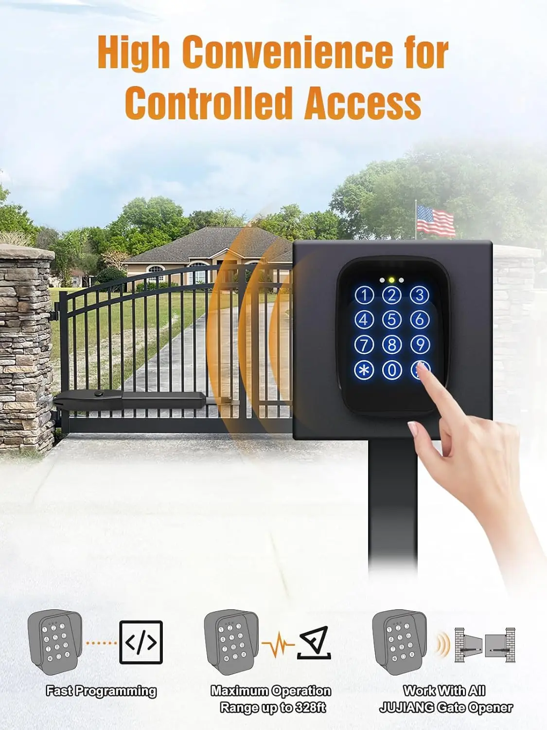 Teclado inalámbrico para exteriores, teclado de entrada sin llave, Control de acceso para abridor de puerta corredera oscilante automático