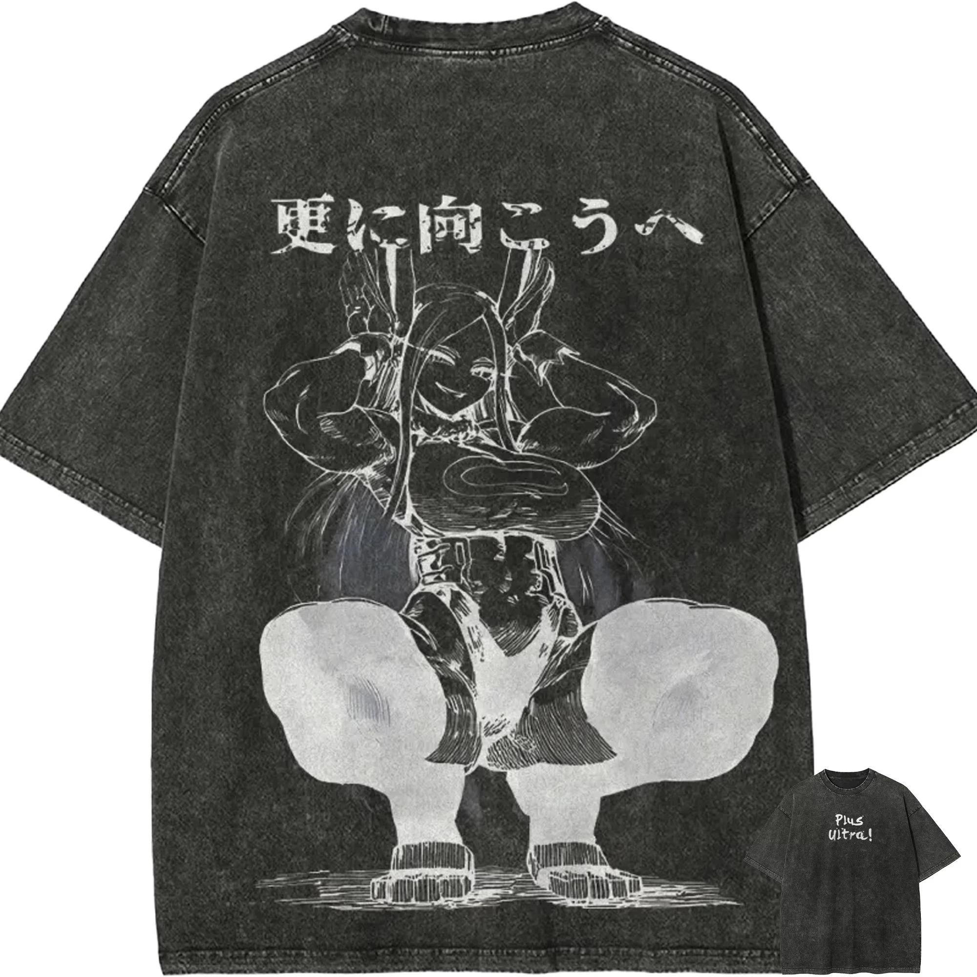 Mirko T Shirt My Hero Academia Men Acid Wash Anime Rabbit Hero Graphic Cotton Streetwear Plus Ultra Manga Vintage Tee Top