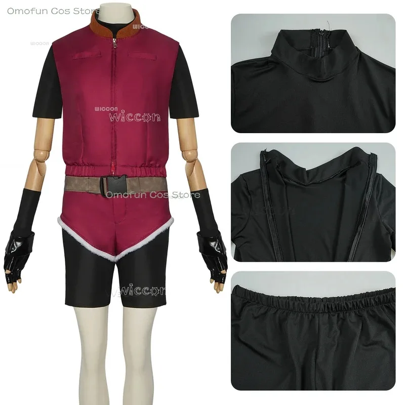 تخصيص المقيم 2 Re2 1988 كلير تأثيري الشر ريدفيلد زي شعر مستعار الزي الأحمر السراويل هالوين كرنفال ملابس الحفلات