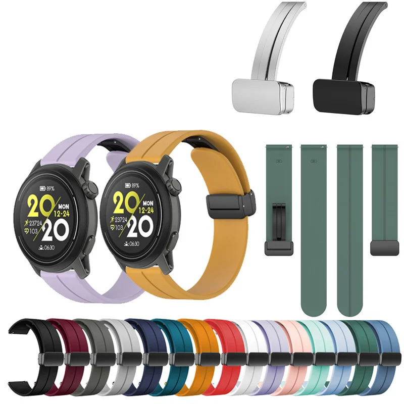 COROS APEX 2/PACE 2 3/APEX 42mm 46mm/APEX Pro 2Pro/VERTIX 20 22mm 마그네틱 버클 실리콘 스트랩 팔찌