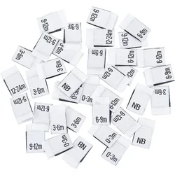 280 Pcs Clothing Month Labels 7 Styles Clothing Size Labels Embroidered Labels Tags Rectangle White Polyester Garment