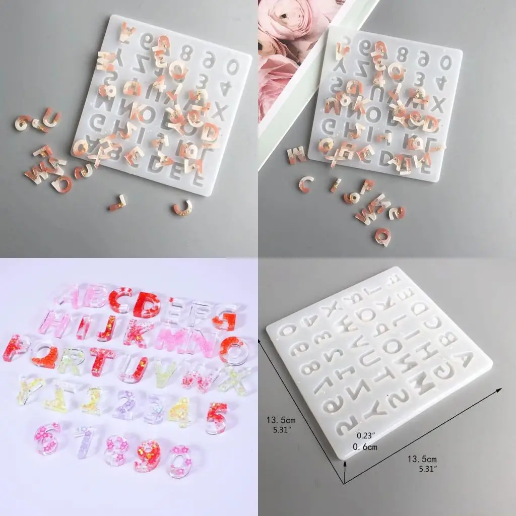 

D46E буквы алфавита цифры силиконовая форма DIY полимерная глина поделки УФ-эпоксидная форма ювелирные изделия ручной работы из