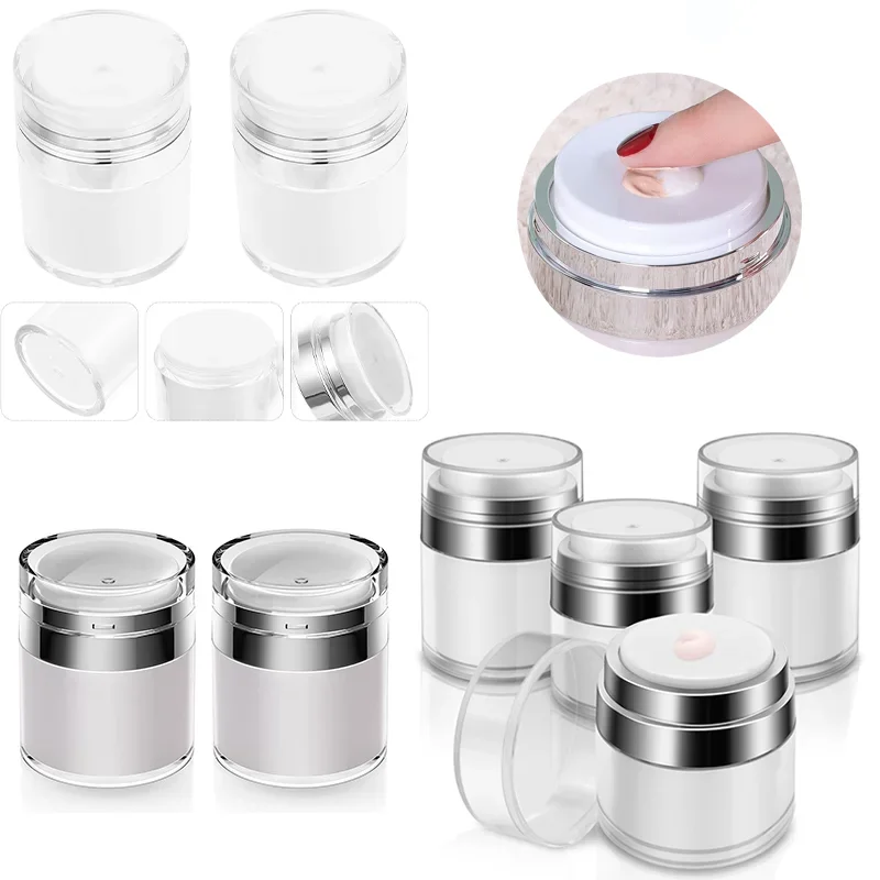 

10pcs 15g-100g Empty Airless Pump Jars Refillable Cream Jars Vacuum Bottles Travel Size Cosmetic Container for Cream and Lotion