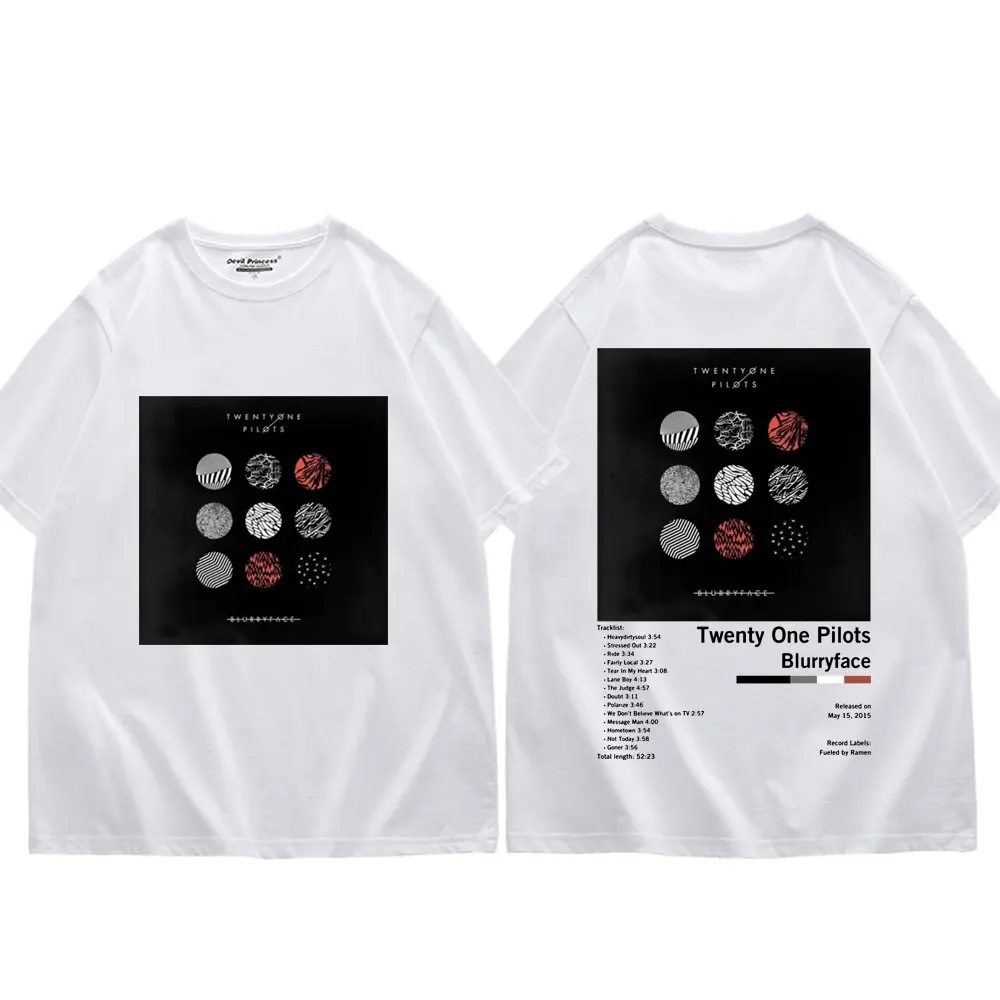 

Twenty One Pilots Album Double Sided Graphic T Shirts Men Women Rock Hip Hop Short Sleeve T-shirt Fashion Casual Cotton T-shirts