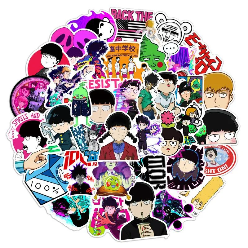 10/30/50 Buah Anime Mob Psycho 100 Stiker Tahan Air Grafiti Gitar Kaca Bagasi Skateboard Kulkas Kartun DIY Decal