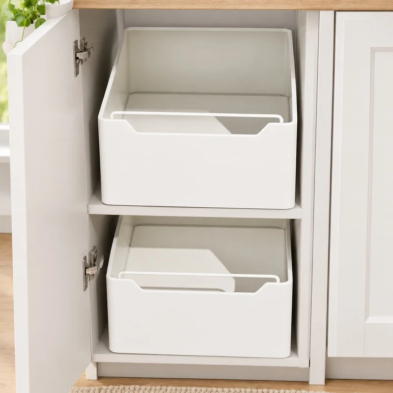 Multi-Section Spice Rack with Sliding Rails for Kitchen Cabinet Drawer Organization
