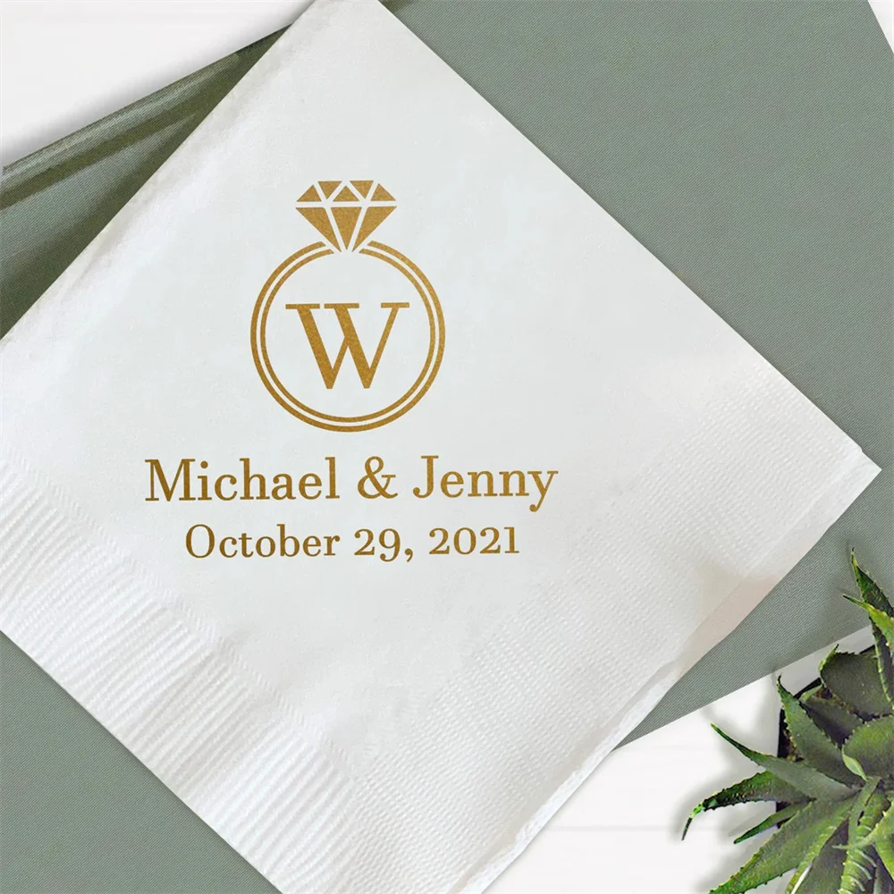 

50PCS Wedding Napkins, Personalized Wedding Napkins, Customized Wedding Napkins, Wedding Napkins Favors, Customized Napkins Wedd