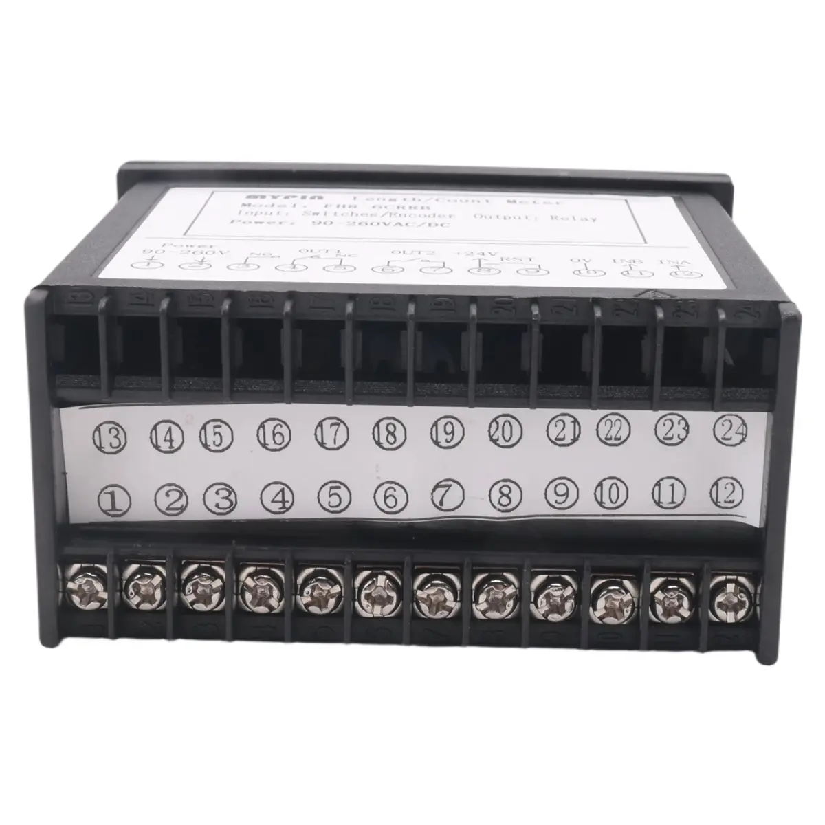 DT38 Mypin FH8-6CRRB Dual Display Digital Counter 6 Digits Light-Emitting Diode AC/DC Length Meter Black