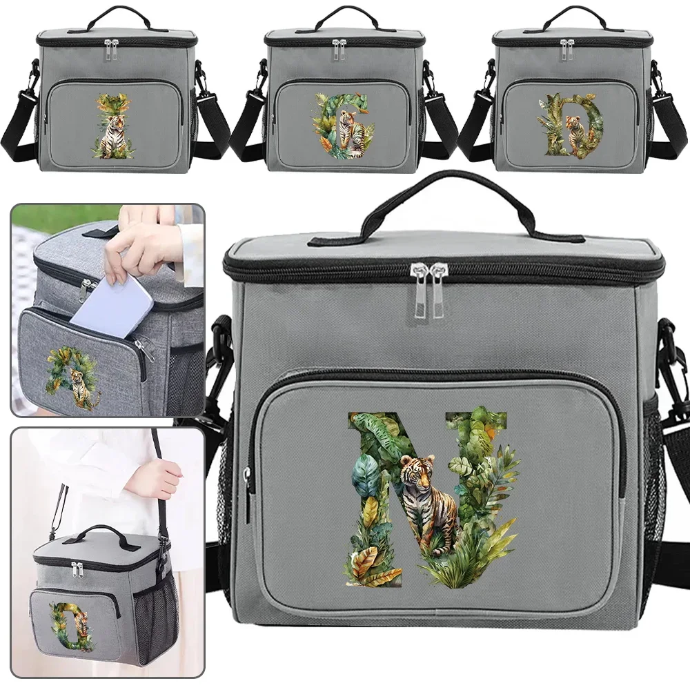 

Portable Lunch Bag Food Thermal Box Jungle Tiger Series Durable Waterproof Office Cooler Lunchbox with Shoulder Strap Insulated