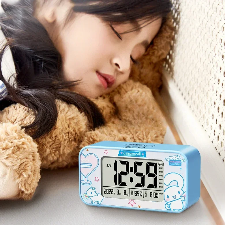 Sanrio Cartoon Cinnamoroll HelloKitty My Melody Power Supply Alarm Clocks Digital  For students Kids Display Table Decoration