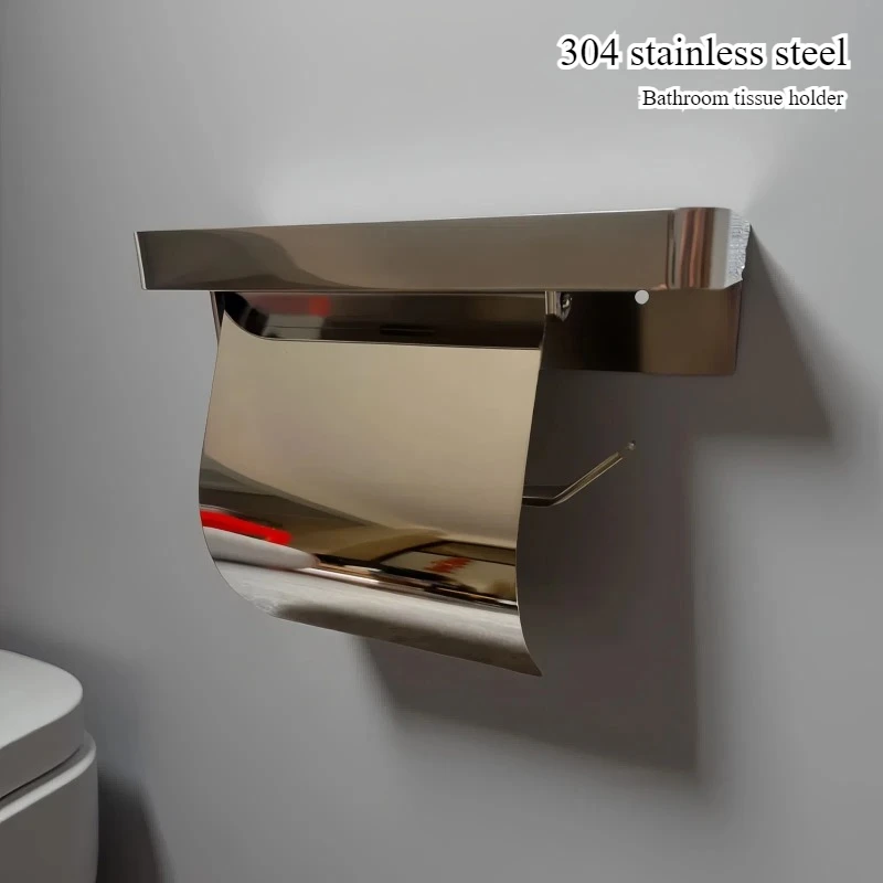 

Bathroom 304 stainless steel tissue holder, two installation methods for toilet paper roll holder