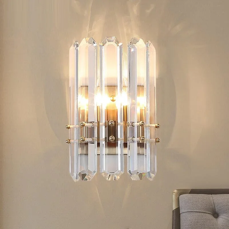 New luxury crystal wall lamp living room dining room LED hotel lighting black wall lamp room decoration bedroom bedside lamp