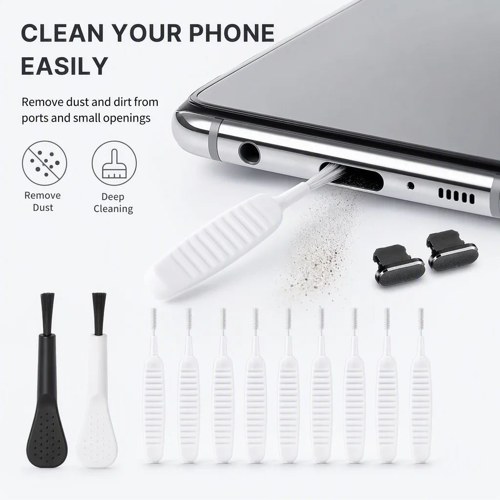 Mobile Phone Charging Port Dust Plug for iPad iPhone 15 for Shower Port Cleaner Kit Computer Keyboard Cleaner Tool Cleaner Brush