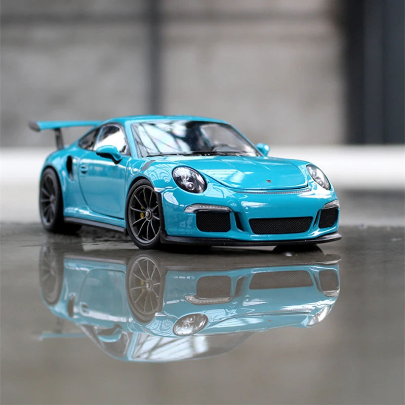 welly 1:24 Porsche 911 GT3 RS blue car alloy car model simulation car decoration collection gift toy Die casting model boy toy