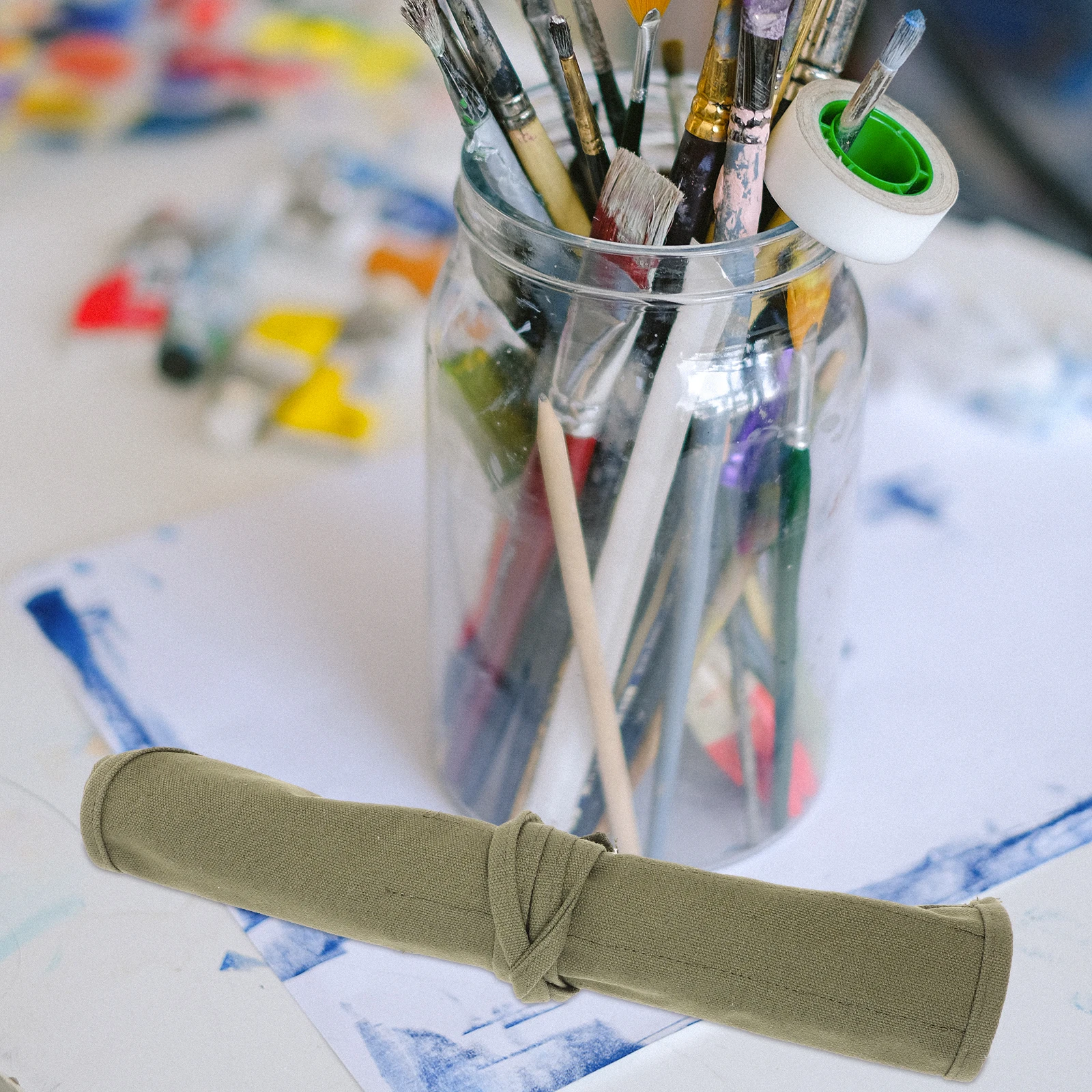 

Practical Canvas Brush Roll Ideal for Organizing Pencils and Protecting Art Tools from Damage