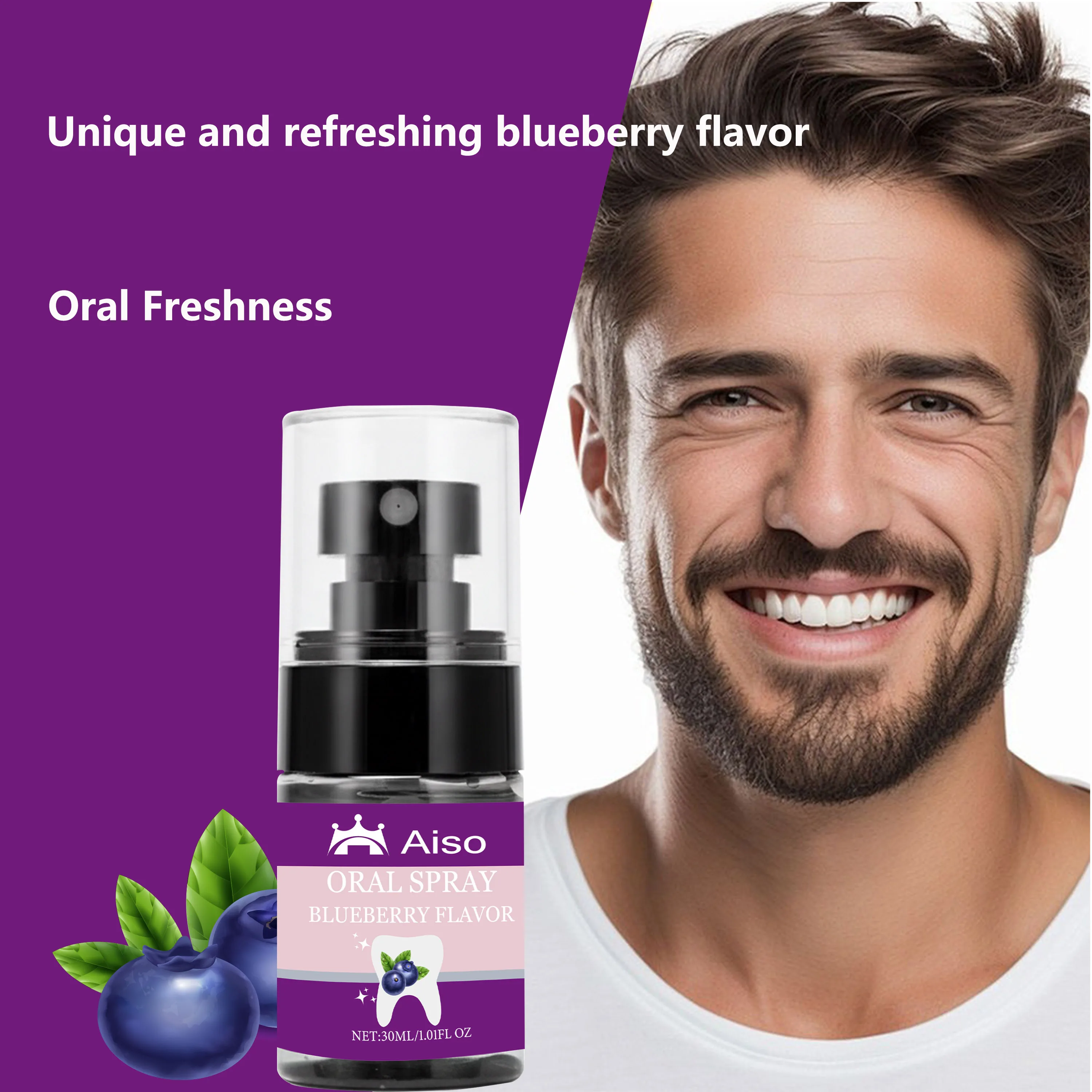 بخاخ التنفس عنبية 30 مل، ينعش التنفس بسرعة، نكهة التوت المنعشة، يجب اقتناؤها للتمر.